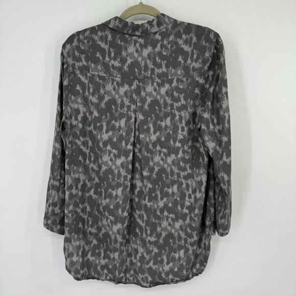Cloth and stone woman's shirt top gray camo tincel button up size medium - Picture 11 of 12